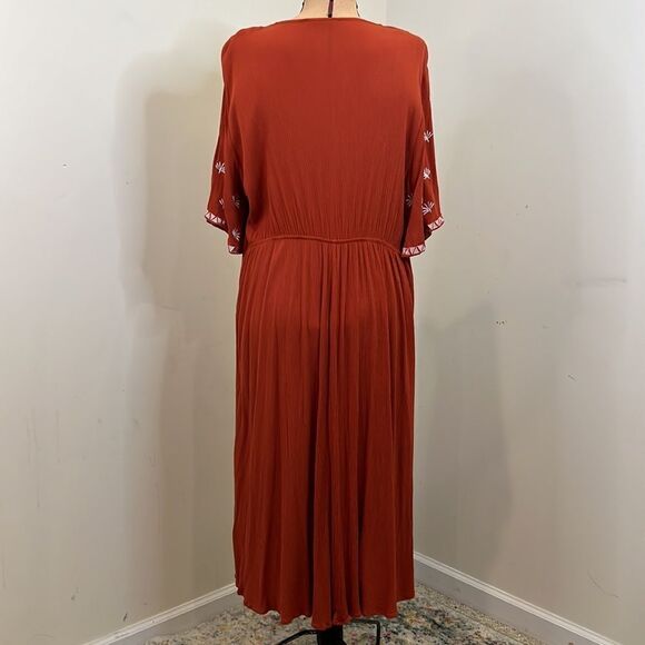 Shein Burnt Orange Embroidered Boho Dress - Size 1XL - Picture 8 of 10